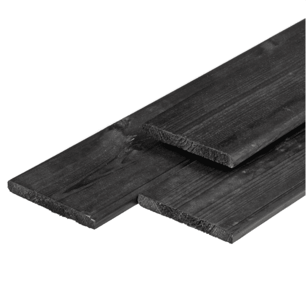 Grenen plank, zwart gespoten 1.6 x 14 cm