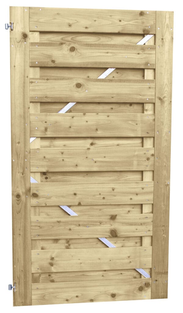 Jumbodeur vuren met slotgat, verstelbaar stalen frame 100 x 180 cm, horizontaal.