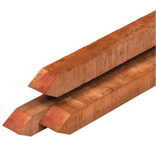 Paal hardhout met punt 4 x 4 cm