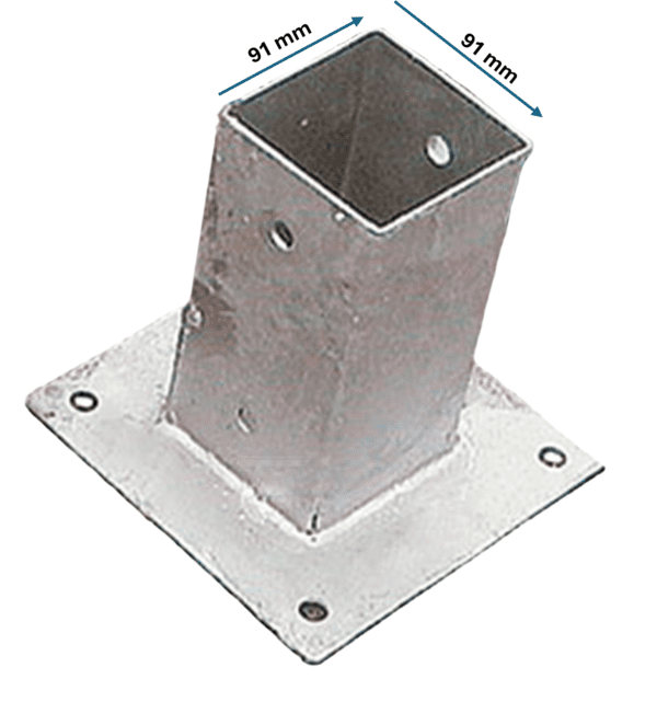 Paalhouder met plaat 91 x 91 x 150 mm