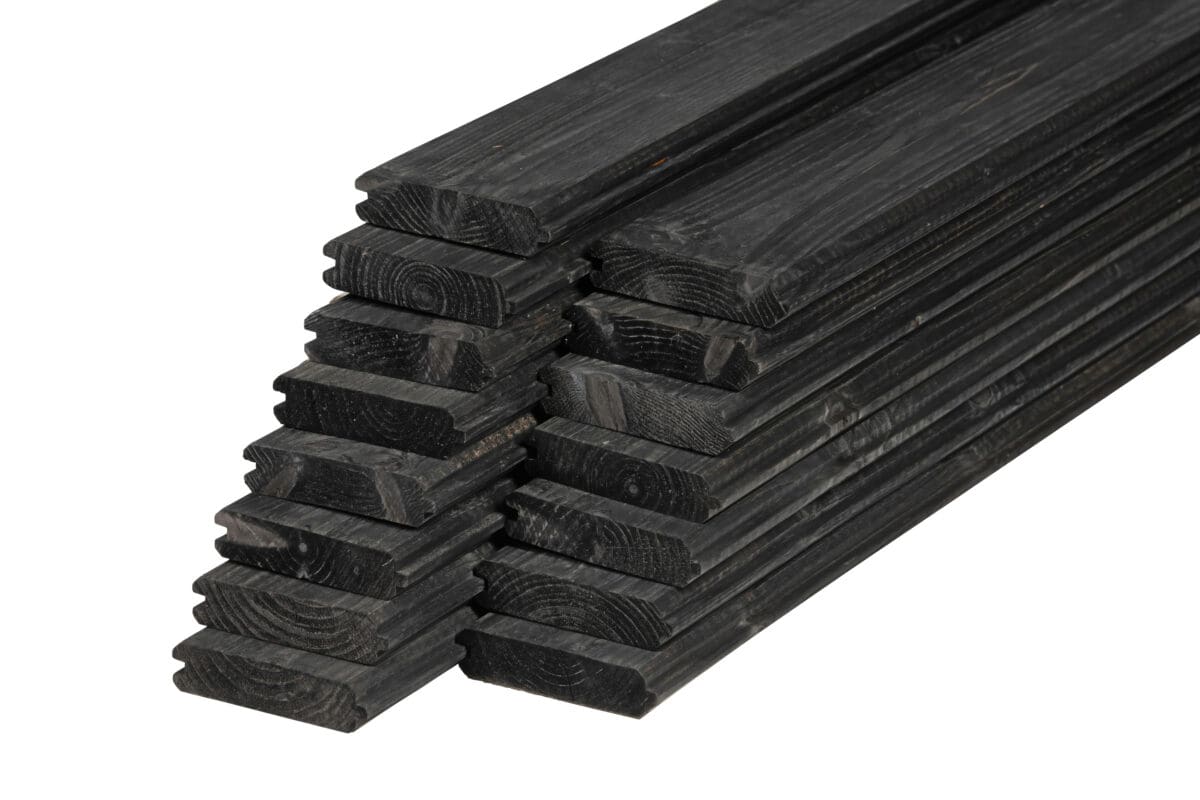 Stapelset blokhutprofiel zwart geïmpregneerd grenen - 180 cm