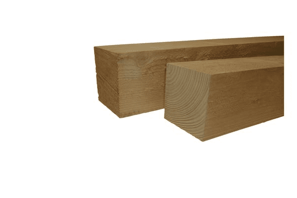 Douglas paal, 10 x 10 cm, fijnbezaagd, groen geïmpregneerd