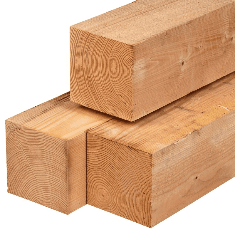 Douglas paal, 20 x 20 cm, fijnbezaagd, onbehandeld