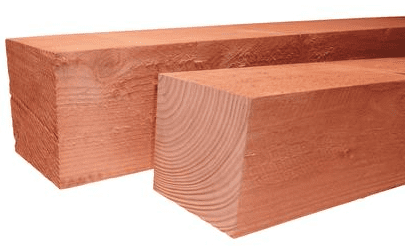 Douglas paal, 20 x 20 cm, fijnbezaagd, onbehandeld