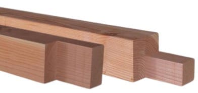 Douglas paal t.b.v. zelfbouw, 14 x 14 x 240 cm, geschaafd, onbehandeld