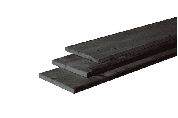 Plank douglas, 2,2 x 20 cm , fijnbezaagd, zwart gedompeld