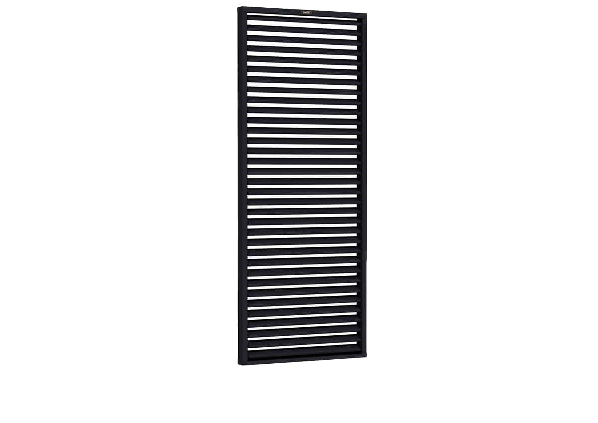 Shutterscherm Excellent vuren, 90 x 224 cm, zwart gespoten.