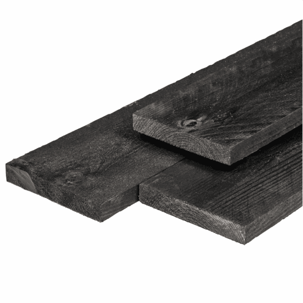 Steigerplank, vuren, zwart gespoten 2.9 x 19 cm