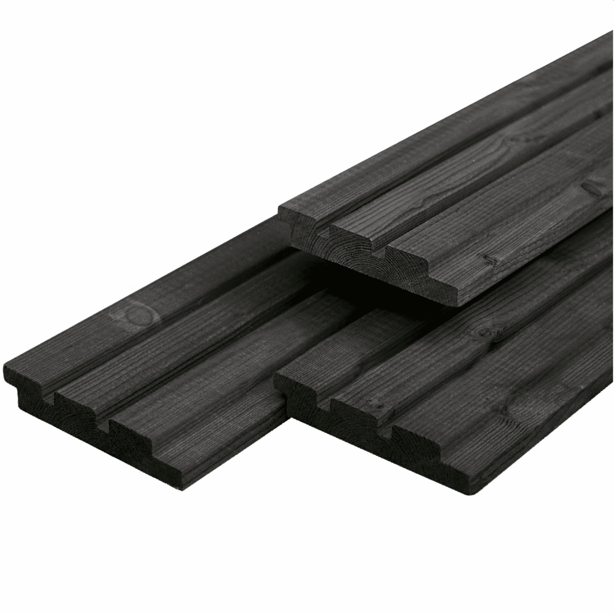 Triple profiel, vuren, zwart gespoten 2.2 x 14 cm